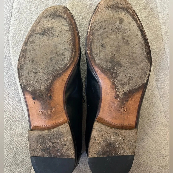 GUCCI Men’s  Black Leather Loafers with Logo, style 181797, size 41.5 / 8 - Picture 9 of 12